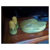 Shawnee Corn Pattern Covered Casserole Dish and Salt and Pepper Shakers