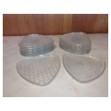 Pressed Glass Triangular Plates and Matching Cups Set