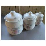 International Stoneware Canister Set with Floral Design