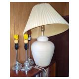 Table Lamp with Textured Ceramic Base and Pleated Shade