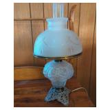 Frosted Glass Table Lamp with Ornate Metal Base