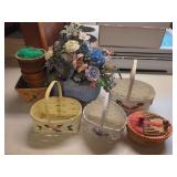 Decorative Woven Baskets and Floral Arrangement