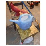 Cardinal Garden Statue and Plastic Watering Can