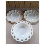 Milk Glass Dishes, Set of Three