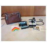Polaroid OneStep Land Camera and Kodak Instamatic X-15 Camera Set with Accessories