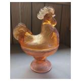 Heisey Glass Rooster and Dish