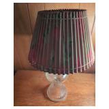 Clear Glass Table Lamp with Floral Pleated Shade