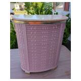 Pearl-Wick Pink Woven Hamper with Gold Fleck Lid