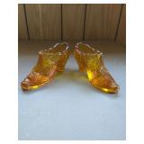 Pressed Glass Shoe Figurines - Pair