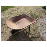 Single-Wheel Metal Wheelbarrow with Wooden Handles