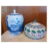 Pair of Decorative Ceramic Lidded Jars