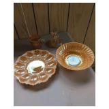 Carnival Glass Assortment Including Bowls, Cup, and Dish