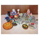 Assorted Decorative Figurines, Glassware, and Collectibles