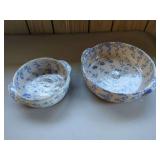Bybee Ceramic Serving Bowls with Blue Floral Pattern - Pair