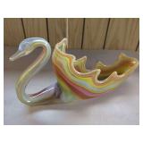 Multi-Colored Art Glass Swan Vase