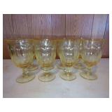 Set of Eight Yellow Pressed Glass Goblets