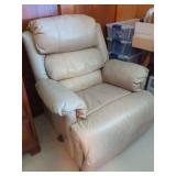 Beige Leather Manual Recliner Chair
