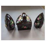 Thames Hand Painted Iron Form Salt and Pepper Shakers with Tray