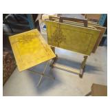 Set of Three Folding TV Tray Tables with Floral Design