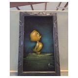 Framed Oil Painting of Bird by Perc