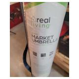 Real Living Round Market Umbrella, Legion Blue Canopy, 9 x 7.7 Feet