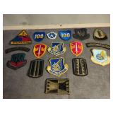 Military Patch Assortment Including Spearhead, Pacific Air Forces, and Military Institute