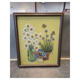 Framed Embroidered Floral Still Life