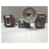 Brownie Hawkeye Flash Model, Kodak Reflex, and Argoflex Seventy-Five Cameras