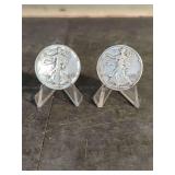 Two 1943 Walking Liberty Half Dollars