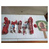 Cast Iron Fire Engine Toy Set and Coca-Cola Advertising Fan