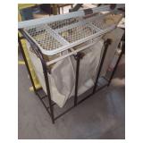 Laundry Sorter with Clothing Hangers and Faux Bamboo Components