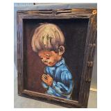 Framed Oil Painting of Praying Boy