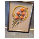 Framed Embroidered Floral Artwork