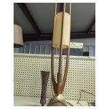 Mid-Century Modern Wood Floor Lamp and Carved Wood Vase