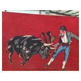 Painted Bullfighting Scene Panel