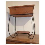 Wood and Metal Storage Box with Scrollwork Stand
