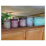 Five Metal Kitchen Storage Tins