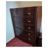 Five-Drawer Bow Front Chest with Metal Hardware