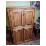 Wood Media Storage Cabinet with Dual-Level Doors