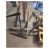 Hand Tools Including Bow Saws and Sledgehammer