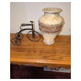 Decorative Ceramic Vase and Metal Tricycle Model
