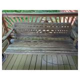 Slatted Wood Porch Swing with Metal Suspension Chains