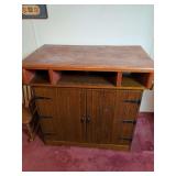 Wood Media Console with Dual Cabinet Doors