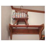 Wooden Doll Cradle and Wall-Mounted Coat Rack