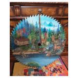 Hand-Painted Circular Saw Blade with Wildlife Landscape