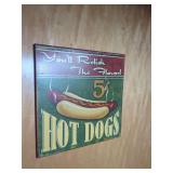 Hot Dogs 5 Cent Metal Sign