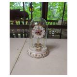Timex Anniversary Mantel Clock with Floral Porcelain Base and Glass Dome