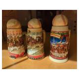 Collection of Three Budweiser Holiday Steins with Baseballs