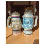 Pair of Avon Ceramic Beer Steins Featuring Automotive Themes