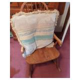 Oak Spindle-Back Rocking Chair with Textile Cushion